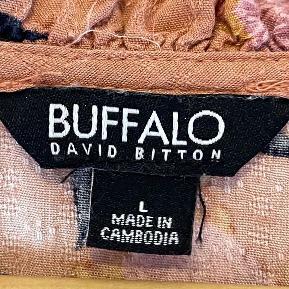 BUFFALO BY DAVID BITTON Floral Boho Flutter Sleeve Top, Large - Picture 6 of 9